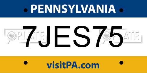 7JES75 Pennsylvania License Plate