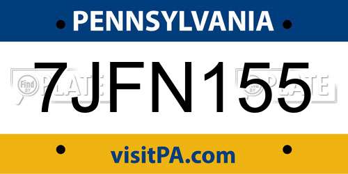 7JFN155 Pennsylvania License Plate