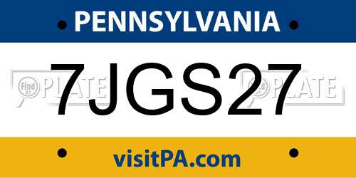 7JGS27 Pennsylvania License Plate
