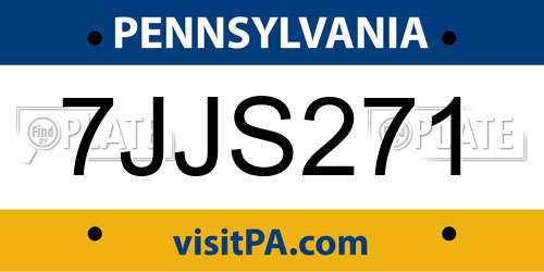 7JJS271 Pennsylvania License Plate