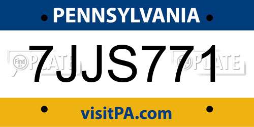 7JJS771 Pennsylvania License Plate