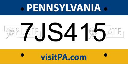 7JS415 Pennsylvania License Plate