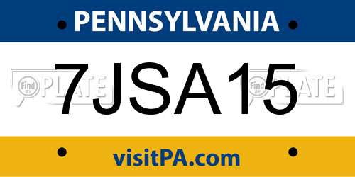 7JSA15 Pennsylvania License Plate