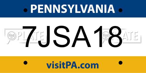 7JSA18 Pennsylvania License Plate