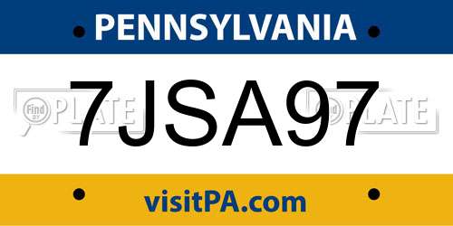 7JSA97 Pennsylvania License Plate