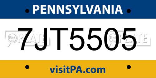 7JT5505 Pennsylvania License Plate