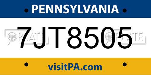 7JT8505 Pennsylvania License Plate