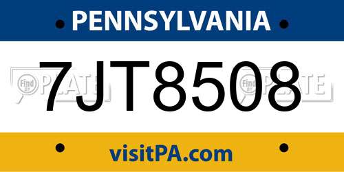 7JT8508 Pennsylvania License Plate