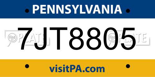 7JT8805 Pennsylvania License Plate
