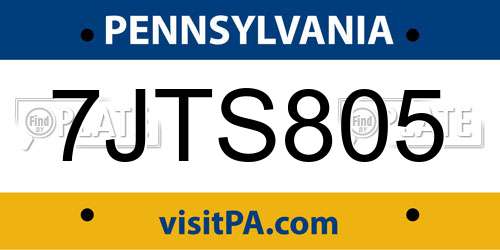 7JTS805 Pennsylvania License Plate