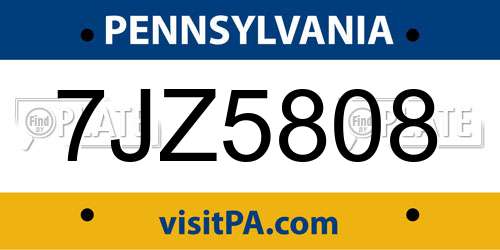 7JZ5808 Pennsylvania License Plate