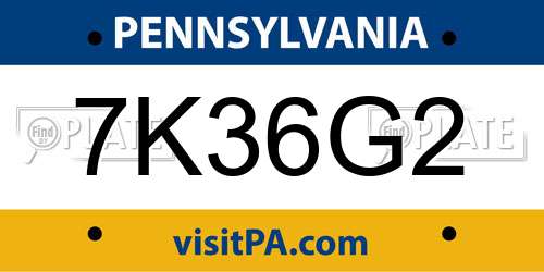 7K36G2 Pennsylvania License Plate