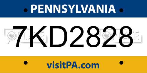 7KD2828 Pennsylvania License Plate