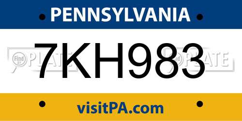 7KH983 Pennsylvania License Plate
