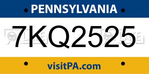 7KQ2525 Pennsylvania License Plate