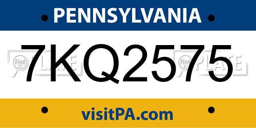 7KQ2575 Pennsylvania License Plate