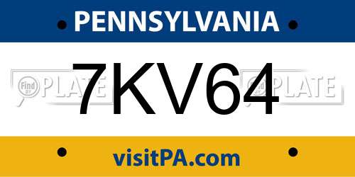 7KV64 Pennsylvania License Plate