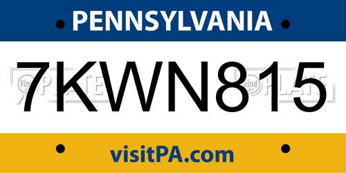 7KWN815 Pennsylvania License Plate