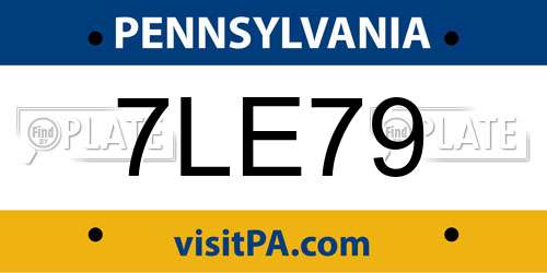 7LE79 Pennsylvania License Plate