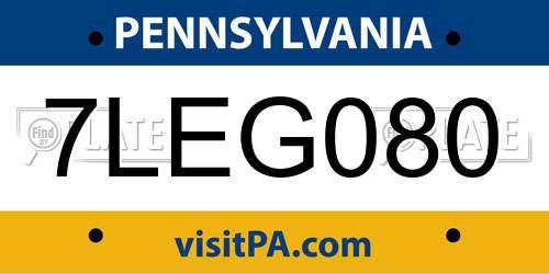 7LEG080 Pennsylvania License Plate
