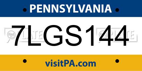 7LGS144 Pennsylvania License Plate