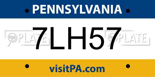 7LH57 Pennsylvania License Plate