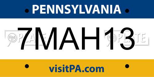 7MAH13 Pennsylvania License Plate