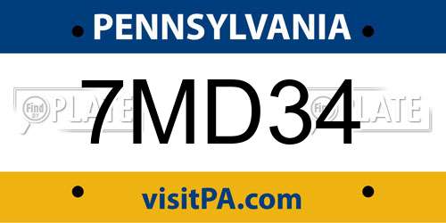 7MD34 Pennsylvania License Plate