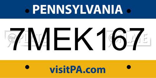 7MEK167 Pennsylvania License Plate