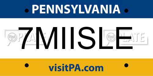 7MIISLE Pennsylvania License Plate