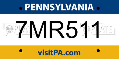 7MR511 Pennsylvania License Plate