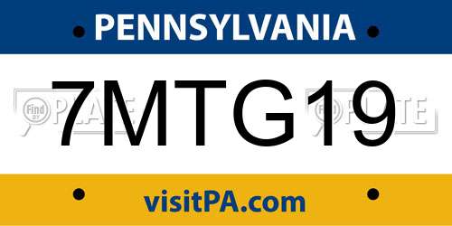 7MTG19 Pennsylvania License Plate