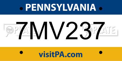 7MV237 Pennsylvania License Plate