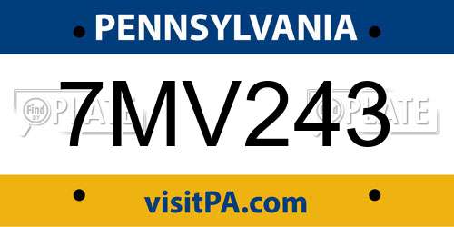 7MV243 Pennsylvania License Plate