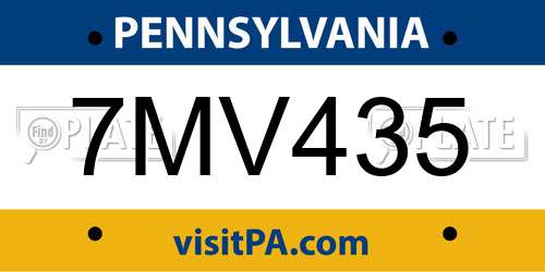 7MV435 Pennsylvania License Plate