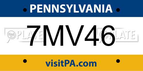 7MV46 Pennsylvania License Plate