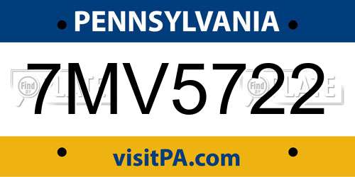 7MV5722 Pennsylvania License Plate