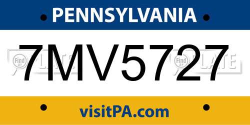 7MV5727 Pennsylvania License Plate
