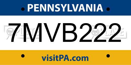 7MVB222 Pennsylvania License Plate