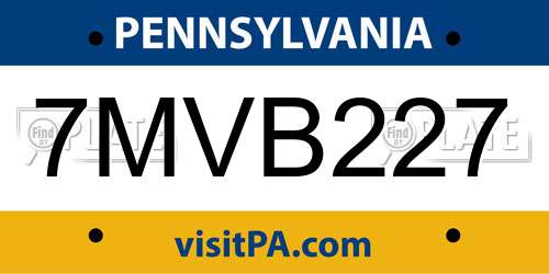 7MVB227 Pennsylvania License Plate