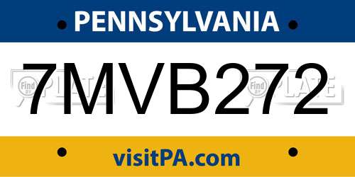 7MVB272 Pennsylvania License Plate