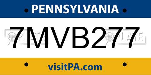 7MVB277 Pennsylvania License Plate