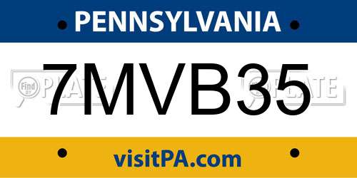 7MVB35 Pennsylvania License Plate