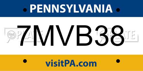 7MVB38 Pennsylvania License Plate