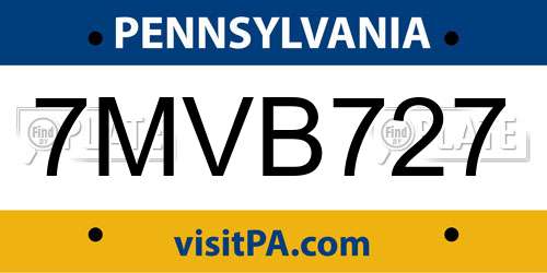 7MVB727 Pennsylvania License Plate