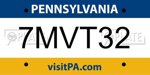 7MVT32 Pennsylvania License Plate