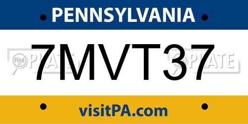 7MVT37 Pennsylvania License Plate