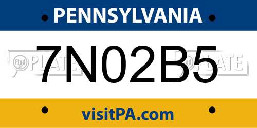 7N02B5 Pennsylvania License Plate