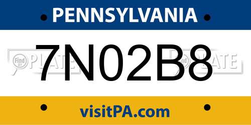 7N02B8 Pennsylvania License Plate