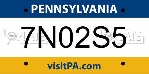 7N02S5 Pennsylvania License Plate